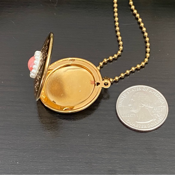 Vintage Unsigned Gold-tone Ball Chain Locket Pendant Necklace - Picture 13 of 15